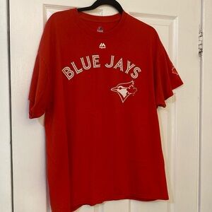 Red basic majestic blue jays “ Canada Day “ t shirt